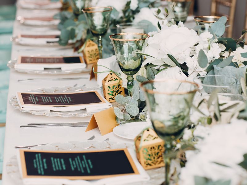 Greenery and flowers used in a natural wedding arrangement